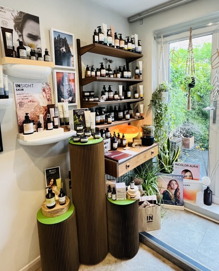 Eco-friendly sustainable salon interior with natural plants and modern lighting — The Hair Magazine feature on green salon profits