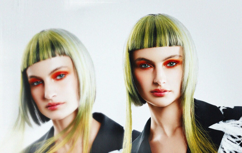 Echoes of Renewal hair collection by Roch Lemay featuring twin archetypes and vibrant colour transformations.