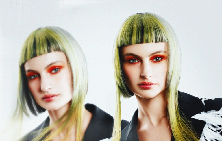 Echoes of Renewal hair collection by Roch Lemay featuring twin archetypes and vibrant colour transformations.