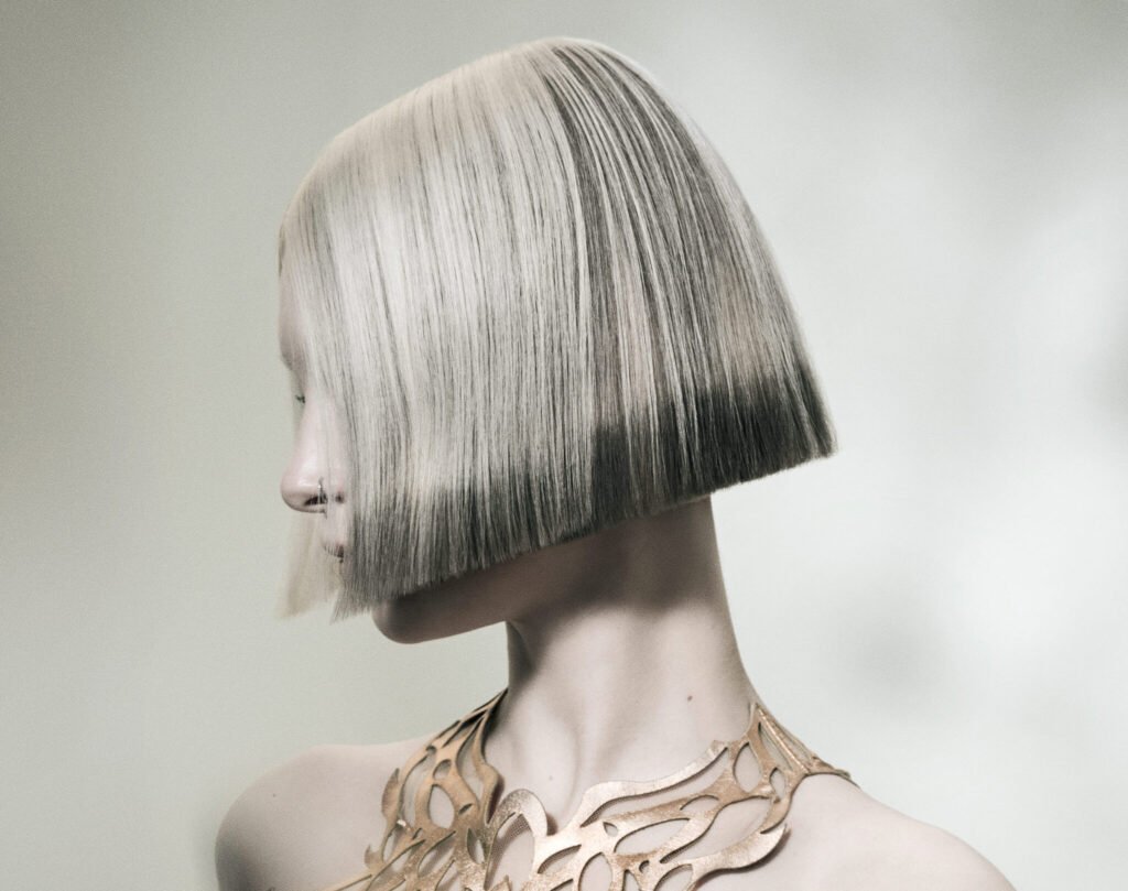 Third Element hair collection showcasing 60/30/10 colour technique with blended rose pink, blonde and lilac tones in a modern layered cut